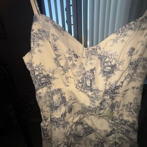 Elegant Blue and White Toile Dress